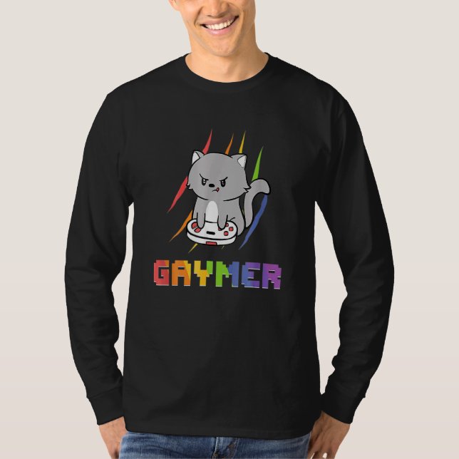 Cute Gaming Cat Gay Gamer 1 T-Shirt (Front)