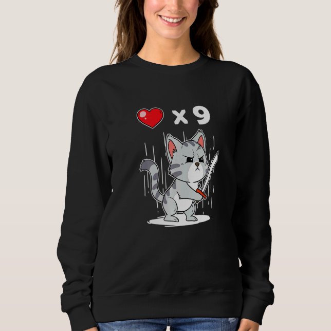 Cute Gaming Cat Video Game Computer Player Videoga Sweatshirt (Front)
