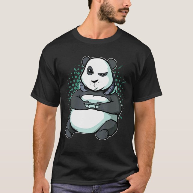 Cute Gaming Panda Videogame Pc Video Game Computer T-Shirt (Front)