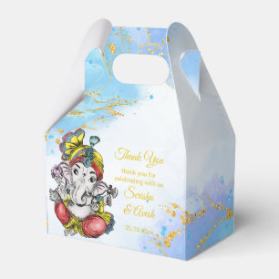 Cute Ganesha blue gold Indian wedding favours Favour Box