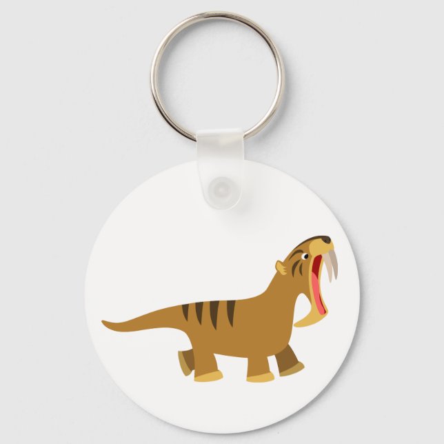 Cute Gaping Mouth Cartoon Thylacosmilus Keychain (Front)