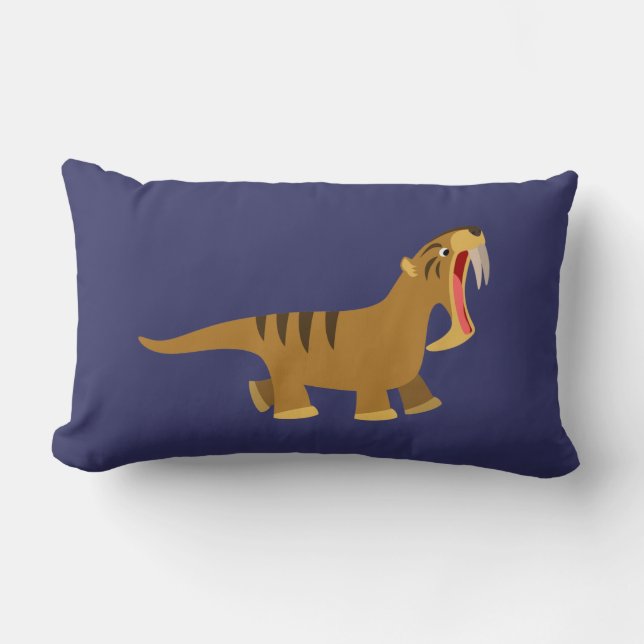 Cute Gaping Mouth Cartoon Thylacosmilus Pillow (Front)