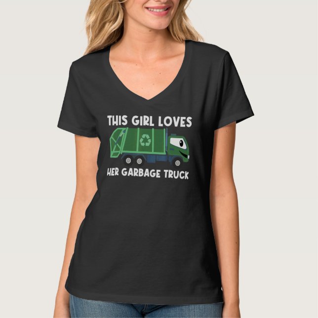 Cute Garbage Truck For Girls Kids Trash Truck T-Shirt (Front)