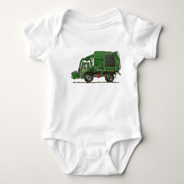 Cute Garbage Truck Trash Truck Baby Bodysuit (Front)