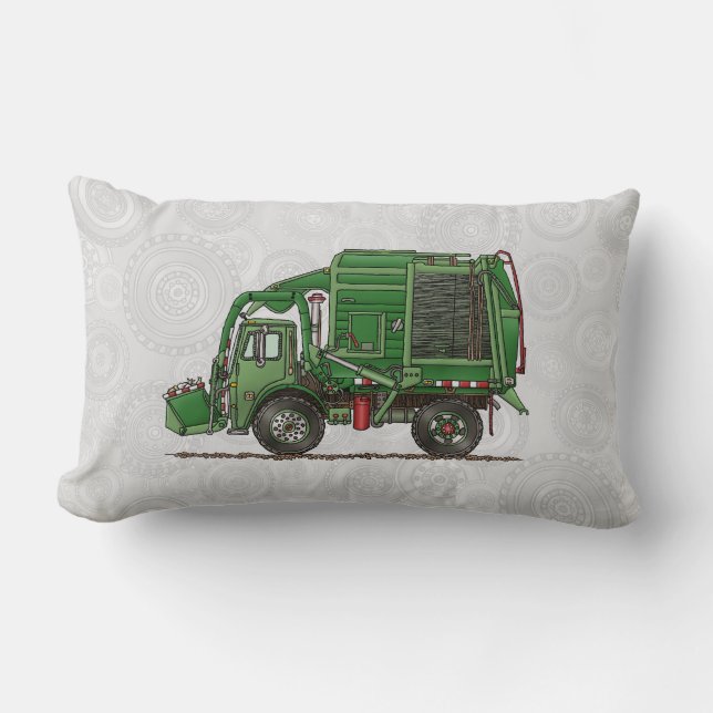 Cute Garbage Truck Trash Truck Lumbar Cushion (Front)