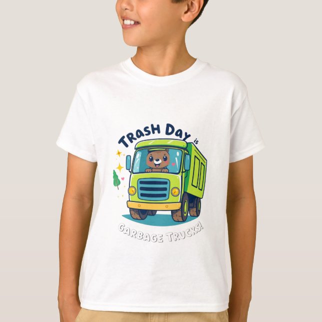 Cute Garbage Truck Trash Truck T-Shirt (Front)