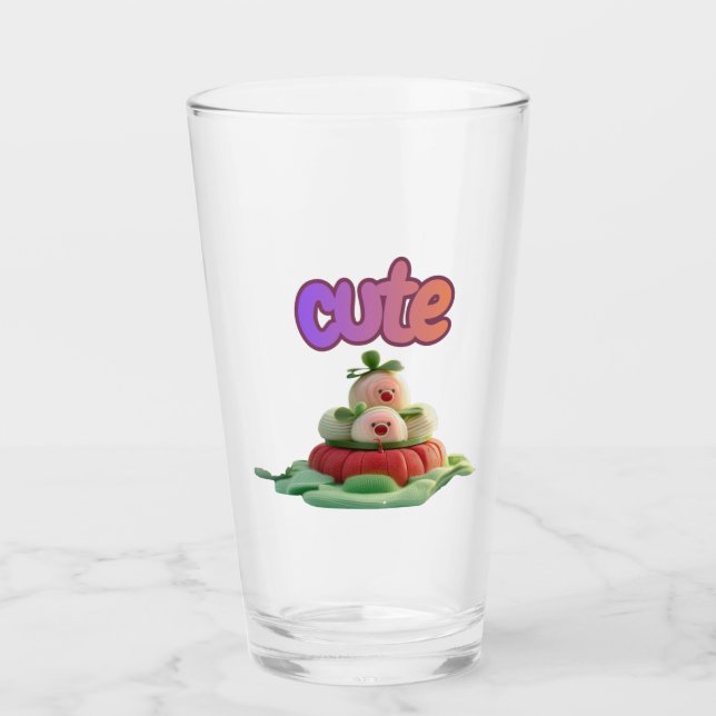 Cute Garden Delights Glass Cup (Front)