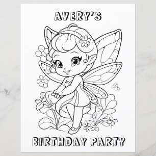 Cute garden fairy birthday colouring activity