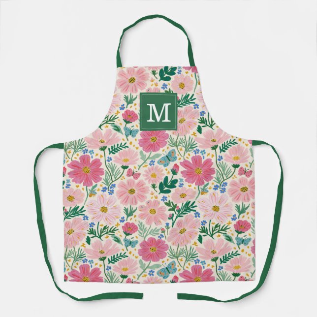 Cute Garden Flowers Kitchen Apron (Front)