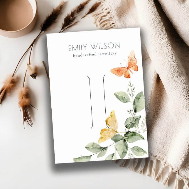 Cute Garden Foliage Butterflies Hair Clip Display Business Card (Creator Uploaded)