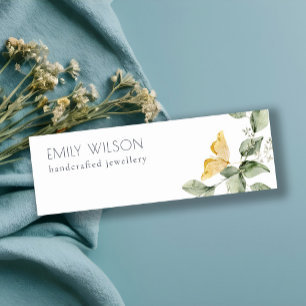 Cute Garden Foliage Butterflies Watercolor Mini Business Card