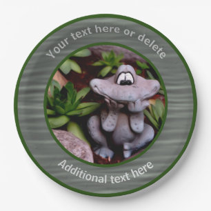 Cute Garden Frog Personalised Party Paper Plate