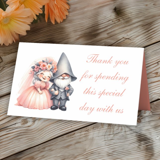 Cute Garden Gnome Garden Tnank You Wedding Place Card (Creator Uploaded)