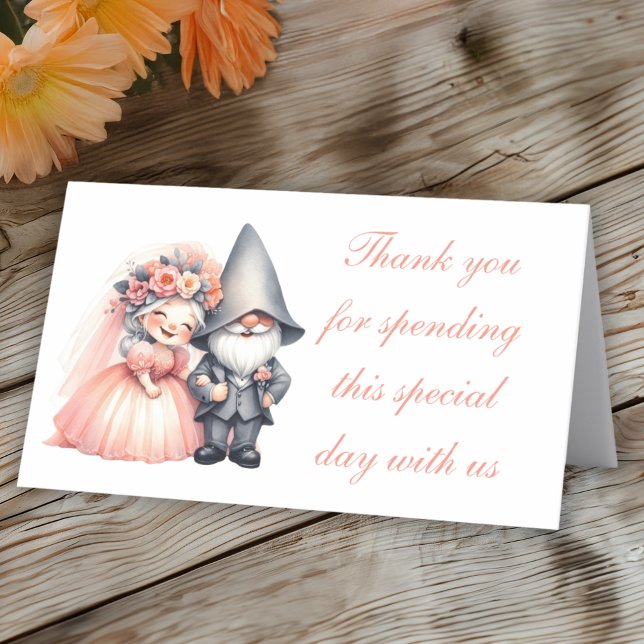 Cute Garden Gnome Garden Tnank You Wedding Place Card (Creator Uploaded)
