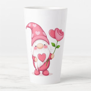 Cute Garden Gnome Latte Mug - Whimsical Flower Art