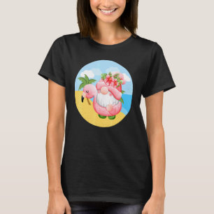 Cute Garden Gnome On The Beach Flamingo Women's Su T-Shirt