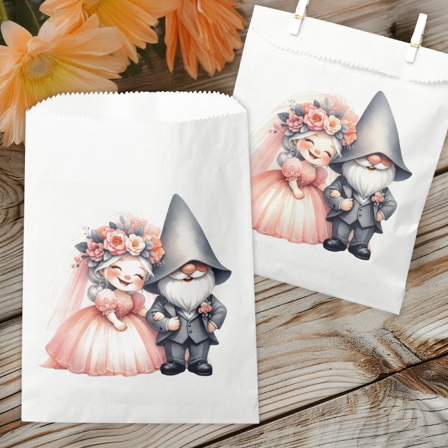 Cute Garden Gnome Orange Rustic Wedding Party Favour Bags (Creator Uploaded)