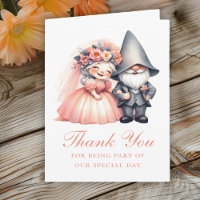 Cute Garden Gnome Orange Wedding Thank you 