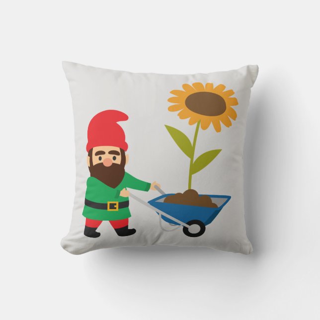 Cute garden gnomes fun cushion (Front)