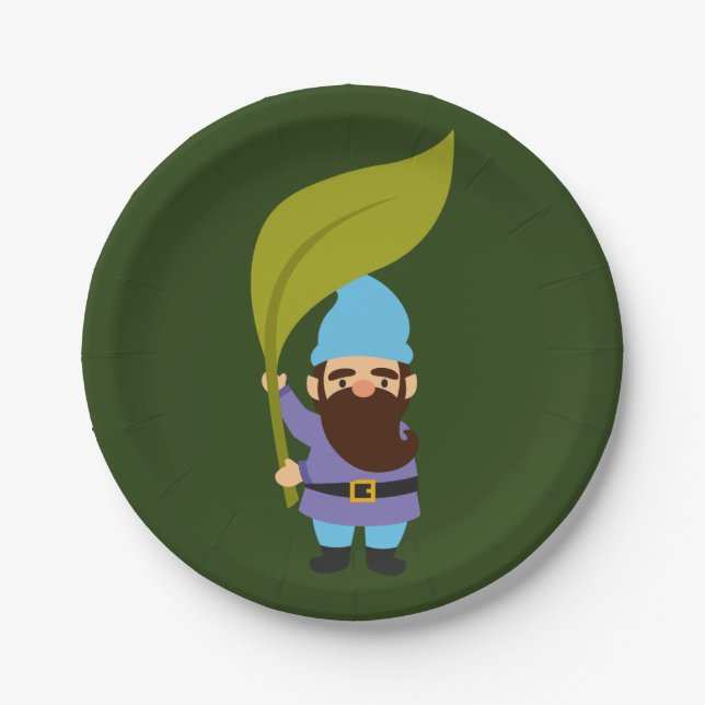 Cute garden gnomes fun paper plate (Front)
