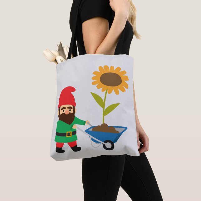 Cute garden gnomes fun tote bag (Close Up)