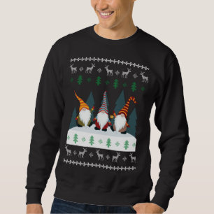Cute Garden Gnomes Xmas Elf Ugly Christmas Sweatshirt