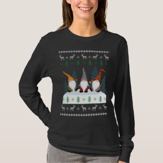 Cute Garden Gnomes Xmas Elf Ugly Christmas T-Shirt