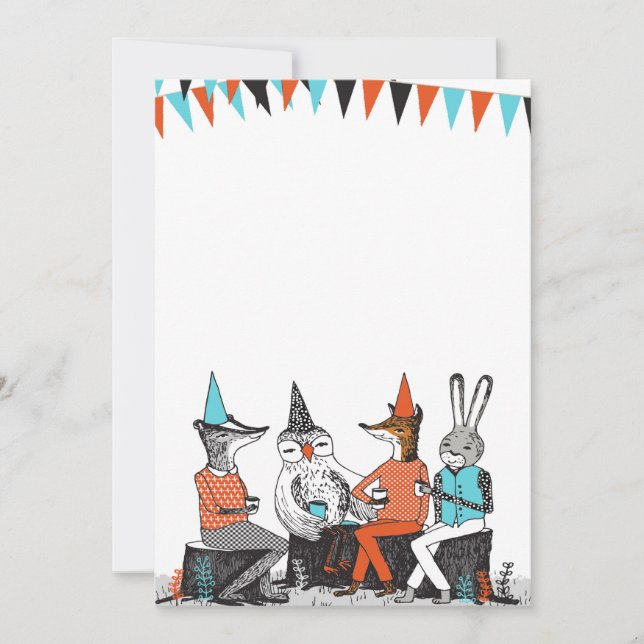 Cute Garden Party Animals Birthday Invitation (Front)
