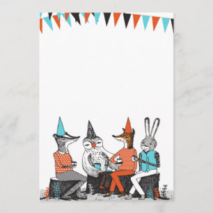 Cute Garden Party Animals Birthday Invitation