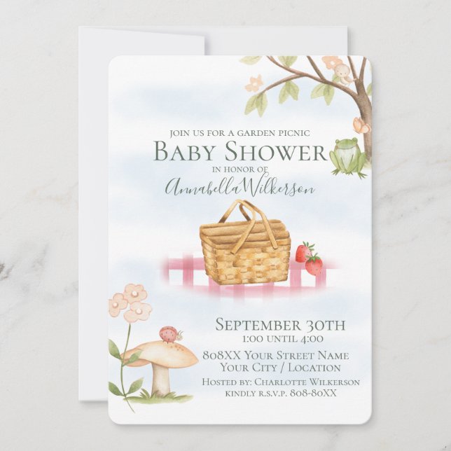 Cute Garden Picnic Baby Shower Invitation (Front)