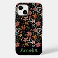 Cute garden pink orange pattern name black