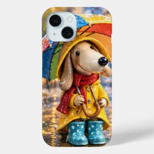 Cute Garden Puppy Dog with Flower Crown and Wateri iPhone 15 Case