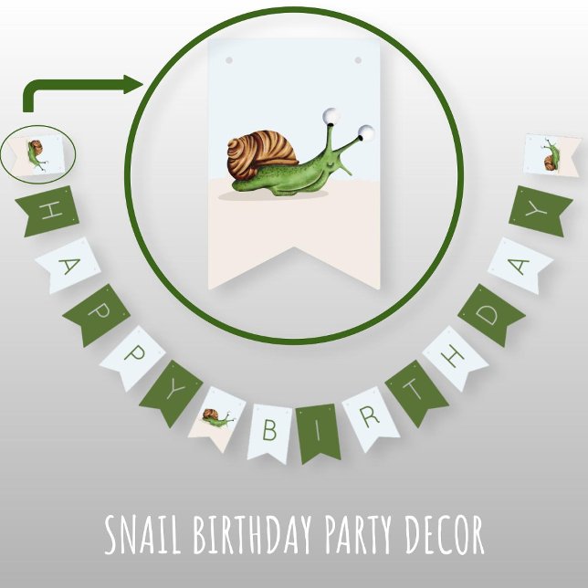 Cute Garden Snail Kids Happy Birthday Bunting (Creator Uploaded)