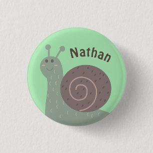 Cute Garden Snail Personalised Kids 3 Cm Round Badge