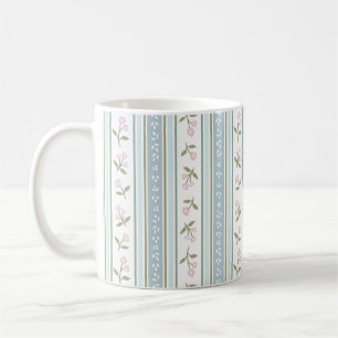 Cute Garden Stripe Floral Coffee Mug