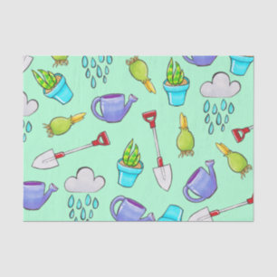 Cute Garden Tools & Plant Bulbs Tissue Paper