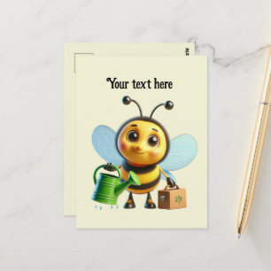 Cute gardening bee lovers customisable  postcard