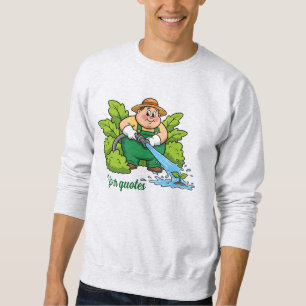 Cute Gardening Farmer Cartoon Artwork Sweatshirt