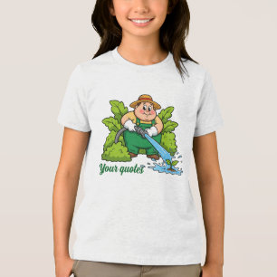 Cute Gardening Farmer Cartoon Artwork Tri-Blend Shirt