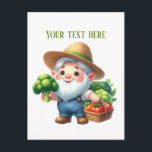 Cute gardening gnome mixed vegetable customizable postcard<br><div class="desc">Cute gardening gnome mixed vegetable customizable postcard</div>