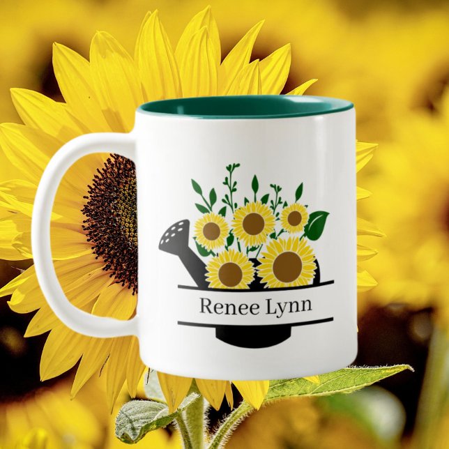 cute gardening lovers add name Two-Tone coffee mug (Creator Uploaded)
