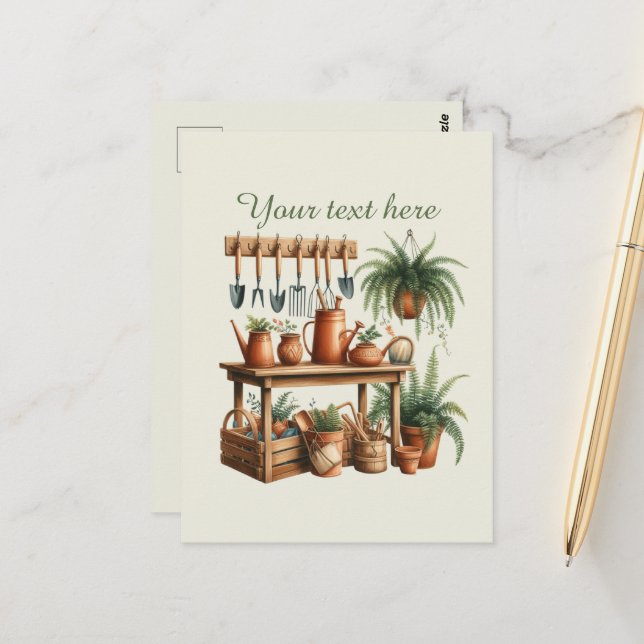 Cute gardening lovers customisable  postcard (Front/Back In Situ)