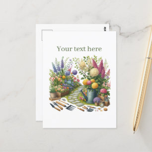 Cute gardening lovers customisable postcard