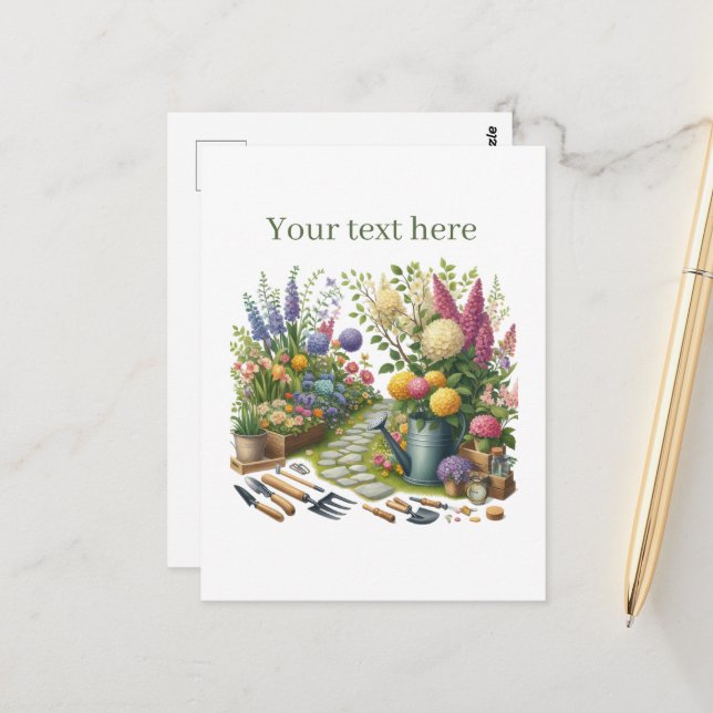 Cute gardening lovers customisable  postcard (Front/Back In Situ)