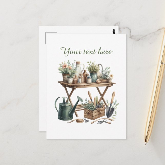 Cute gardening lovers customisable  postcard (Front/Back In Situ)