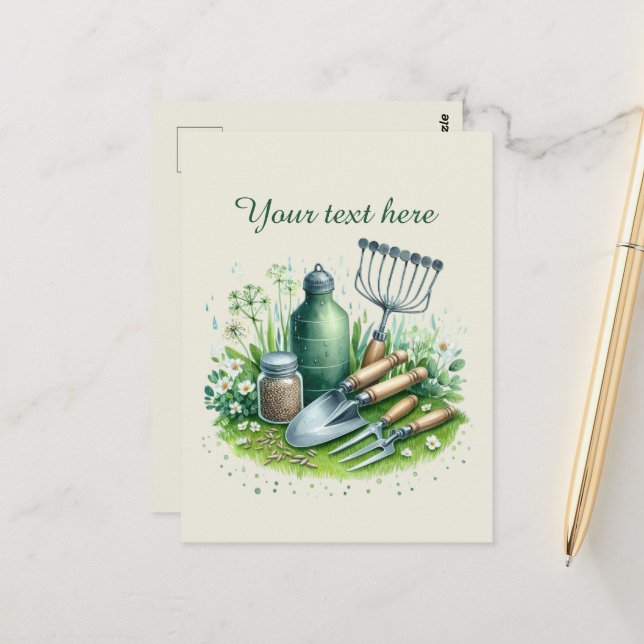 Cute gardening lovers customisable  postcard (Front/Back In Situ)