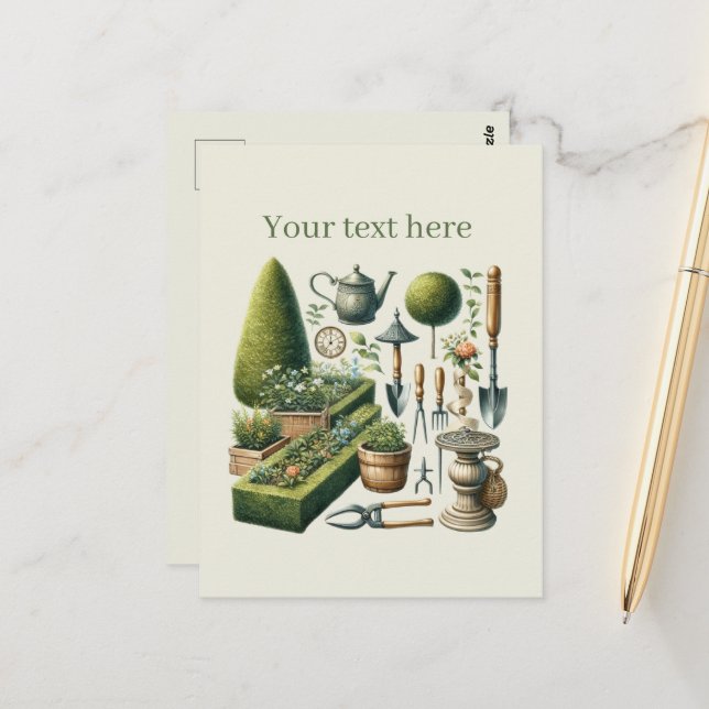 Cute gardening lovers customisable  postcard (Front/Back In Situ)