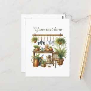 Cute gardening lovers customisable postcard