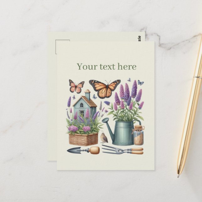 Cute gardening lovers customisable  postcard (Front/Back In Situ)