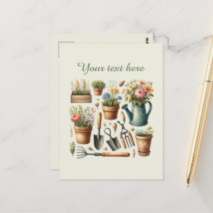 Cute gardening lovers customisable  postcard